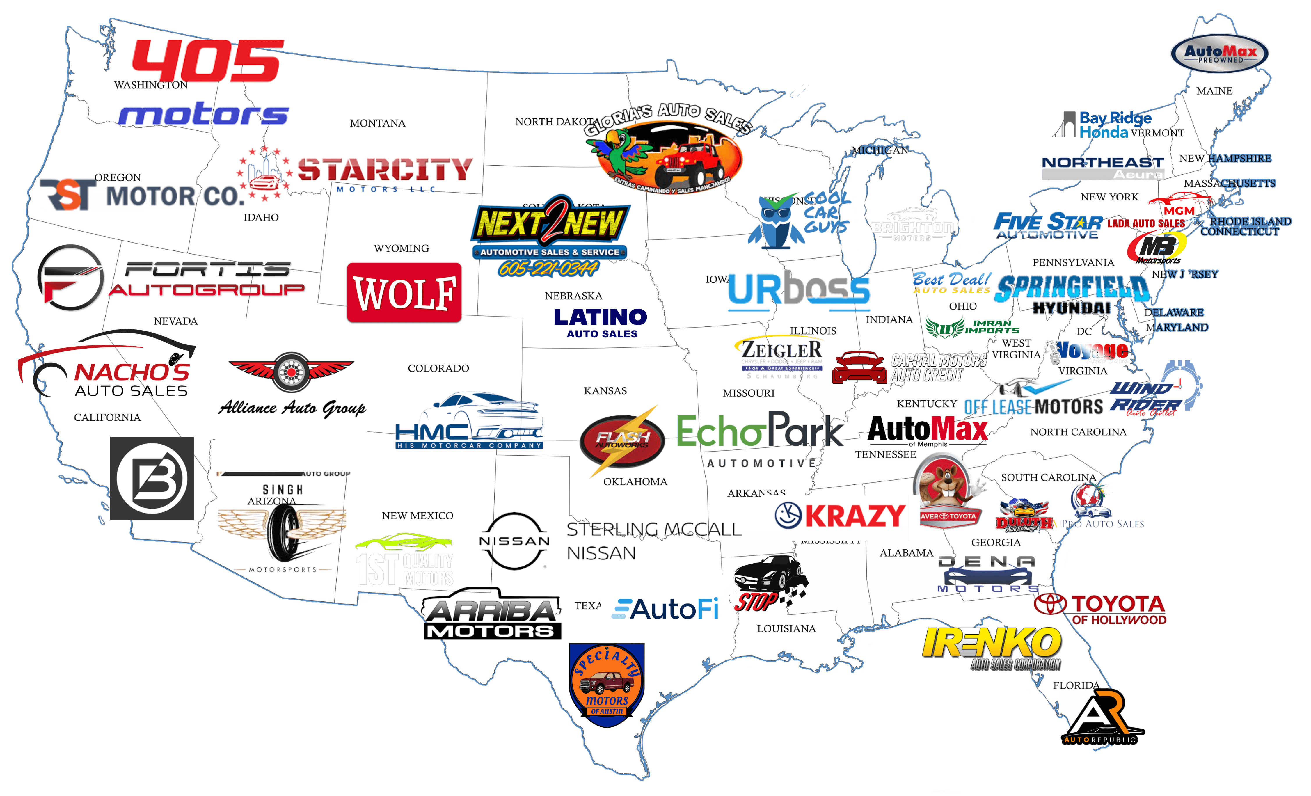 10,000+ dealerships in all 50 states